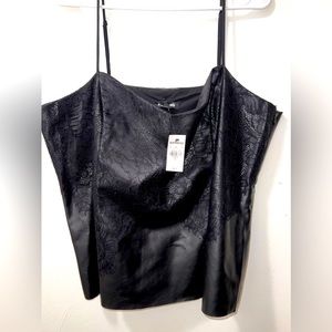Express Faux Leather Black Top